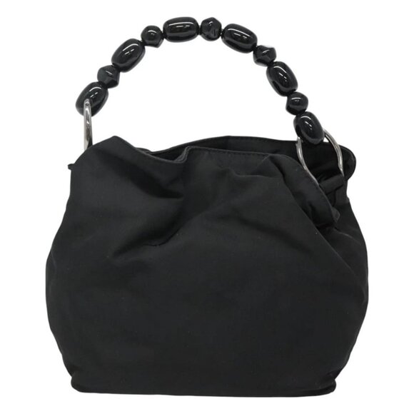 Christian Dior Maris Pearl Hand Bag Nylon Black Silver - Picture 2 of 15
